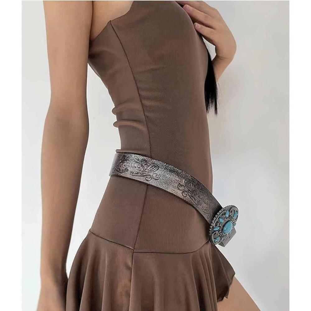 Western Style Women's Belt In Blue - Picture 5 of 6
